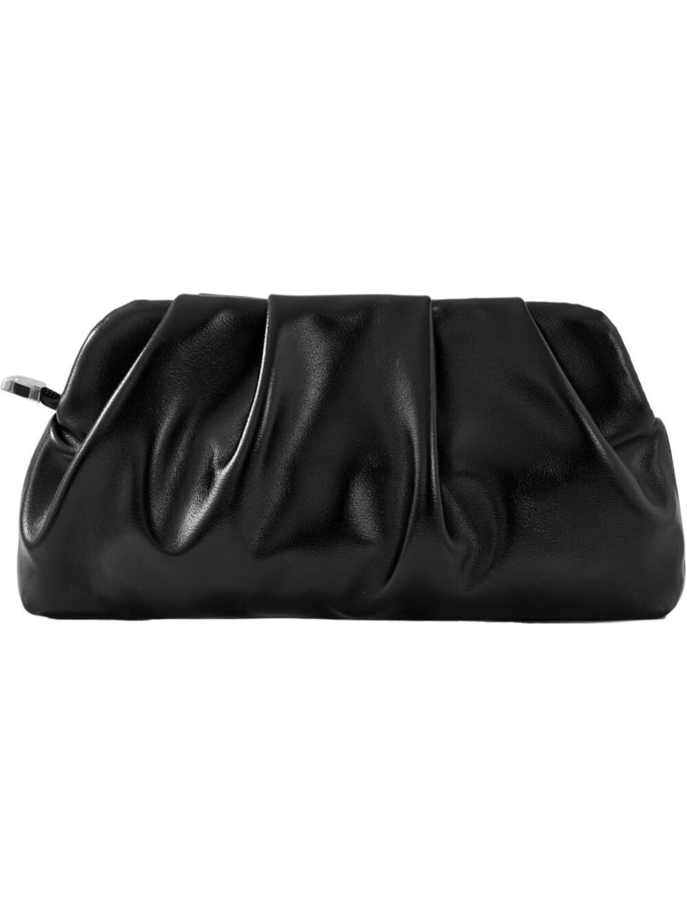 👜Women's Black Leather Ruched Clutch Purse Detachable Metal Chain Crossbody Bag